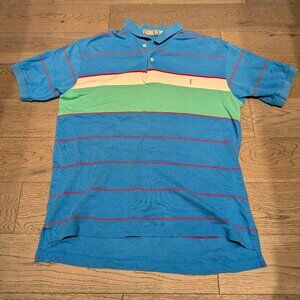 Vtg YSL Colourblock Polo Stripes Large